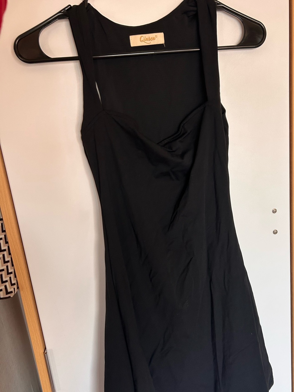 Cider Black Sleeveless Mini Dress with Sweetheart Neckline